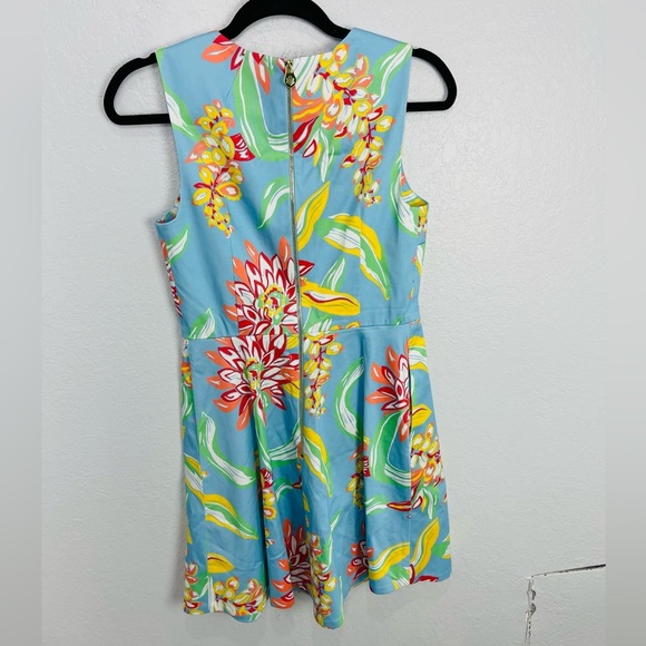 Draper James Sky Blue Georgia Ribbon Floral V Neck Dress Floral 2 - Picture 10 of 11